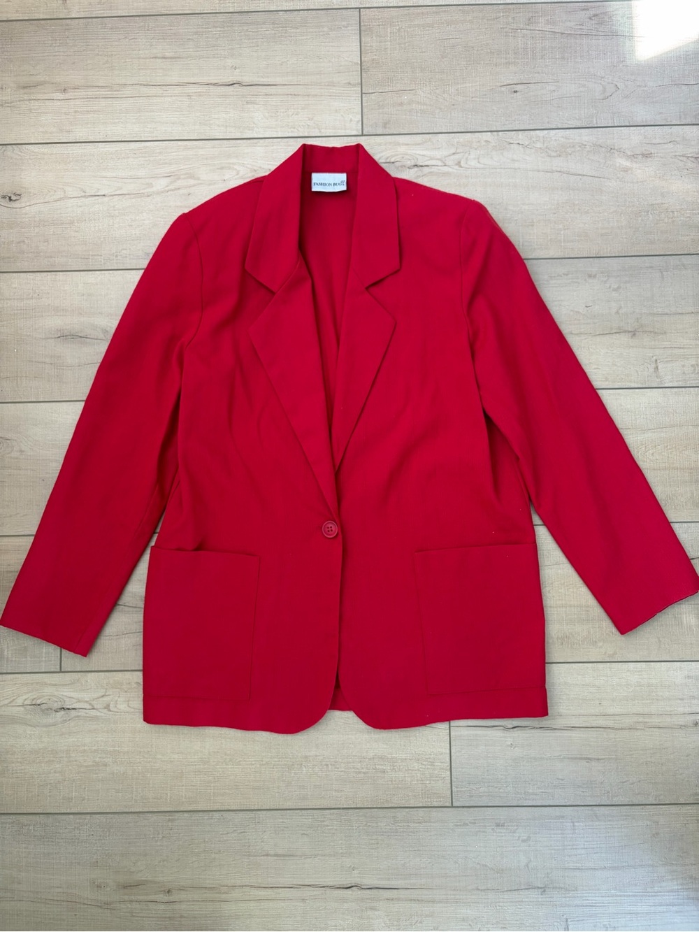 Vintage Fashion Bug Vibrant Red Single-Button Blazer Jacket